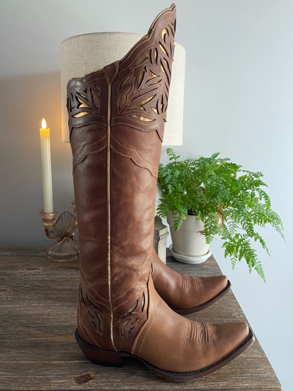 Ariat Chaparral Tall Western Cowboy Cowgirl Boots Knee High Women 6.5B Brown Tan